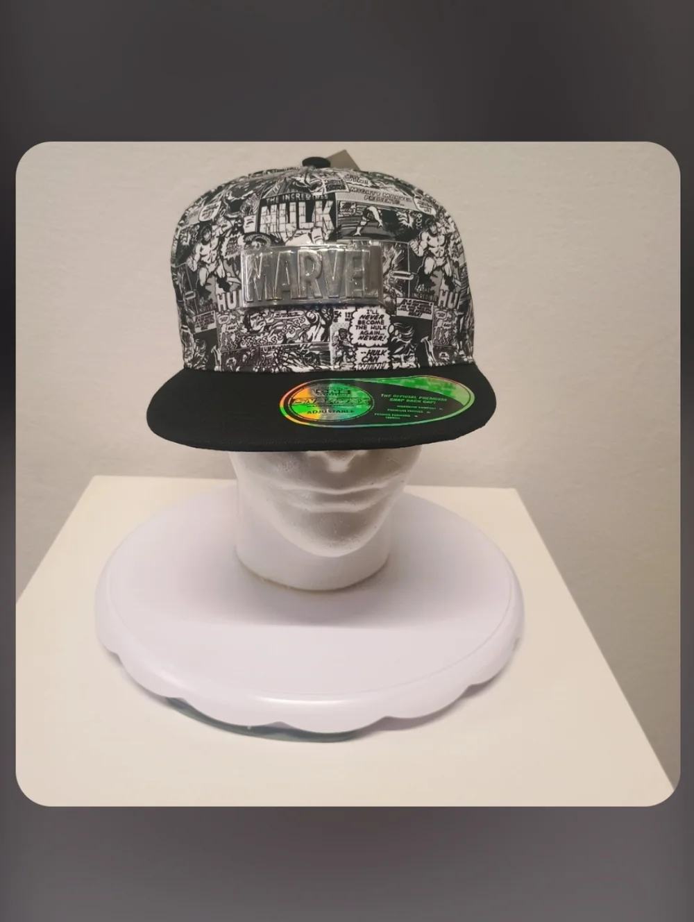 Marvel Black & White Comic Plate Snapback Hat